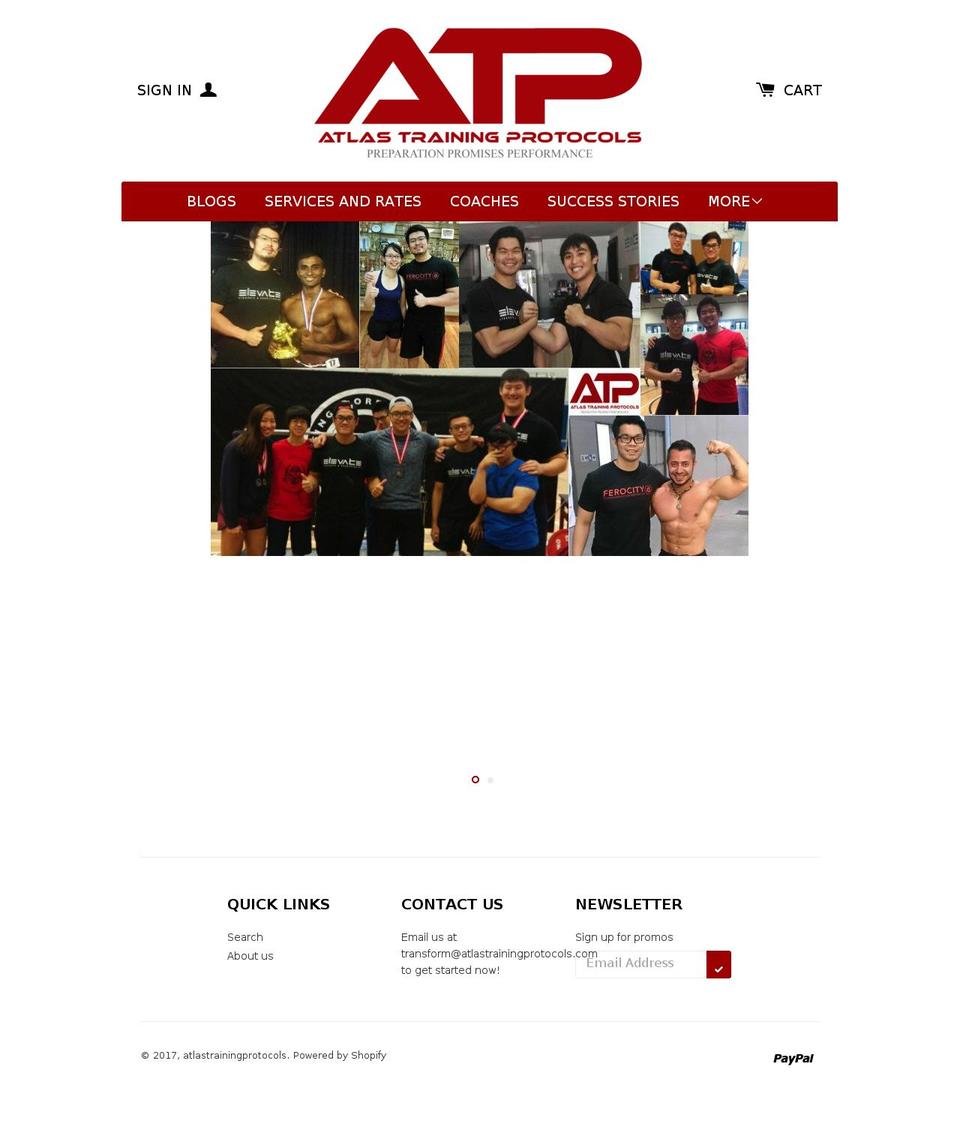 atlastrainingprotocols.com shopify website screenshot