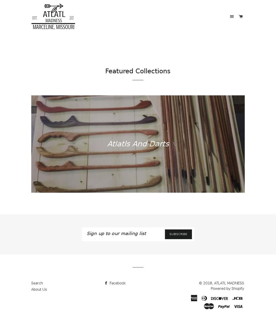 atlatlmadness.com shopify website screenshot