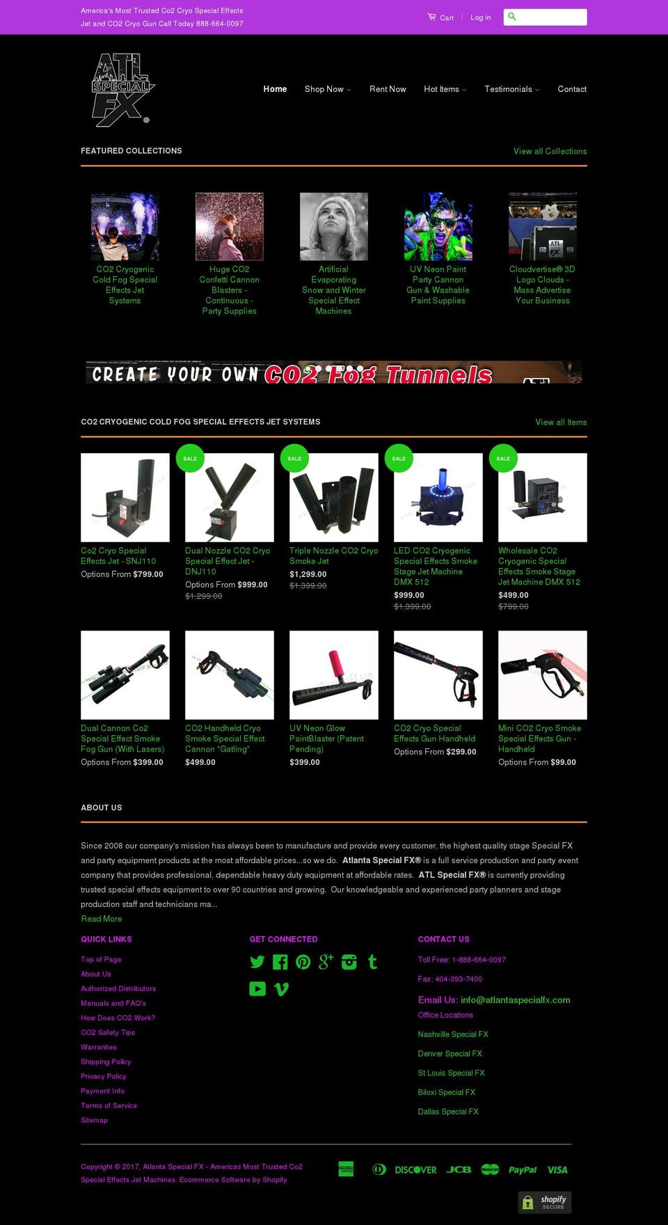 classic Shopify theme site example atlspecialfx.com
