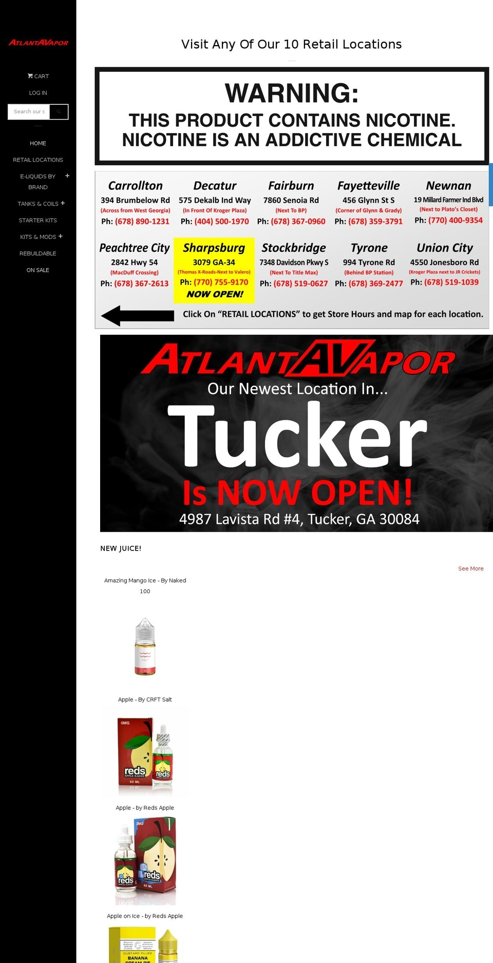 atlvapor.com — Shopify storefront screenshot