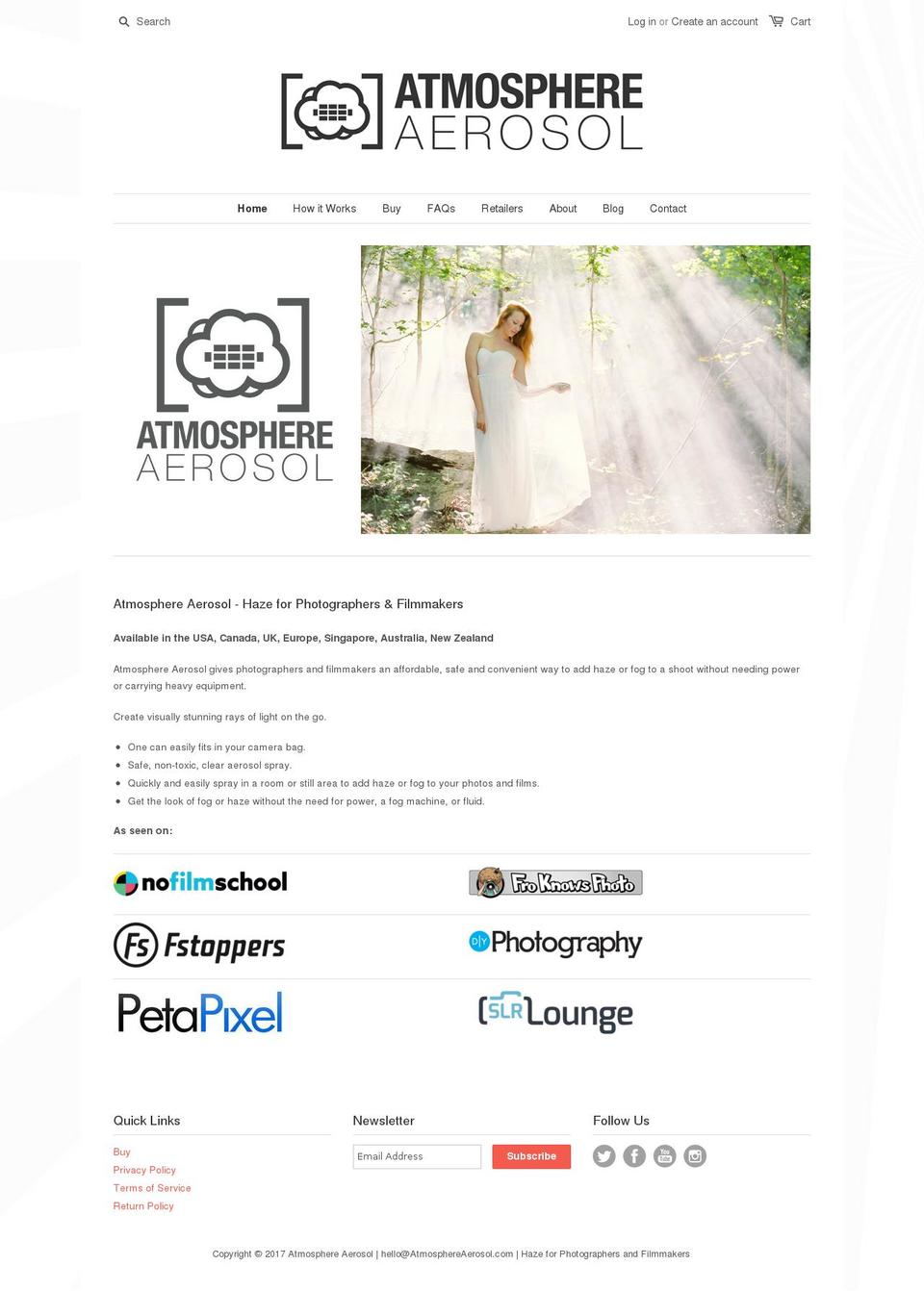 atmosphereaerosol.com shopify website screenshot