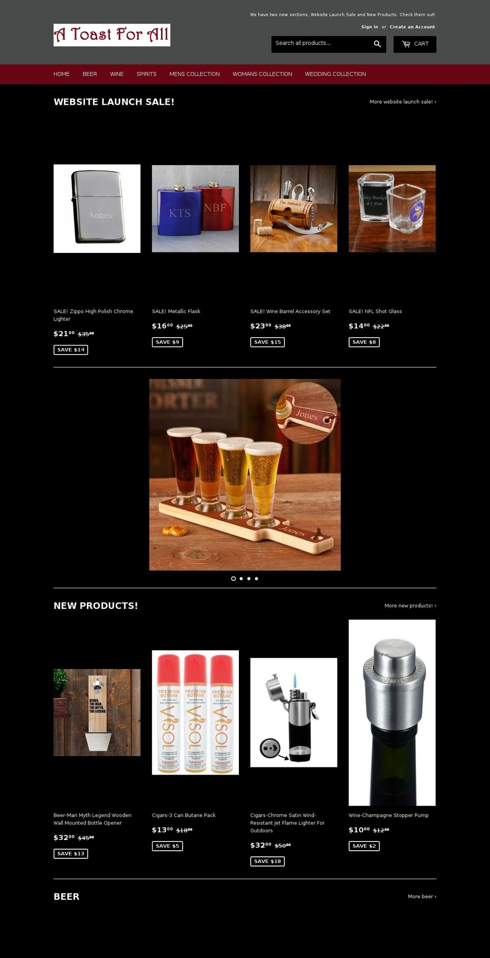 atoastforall.com — Shopify storefront screenshot
