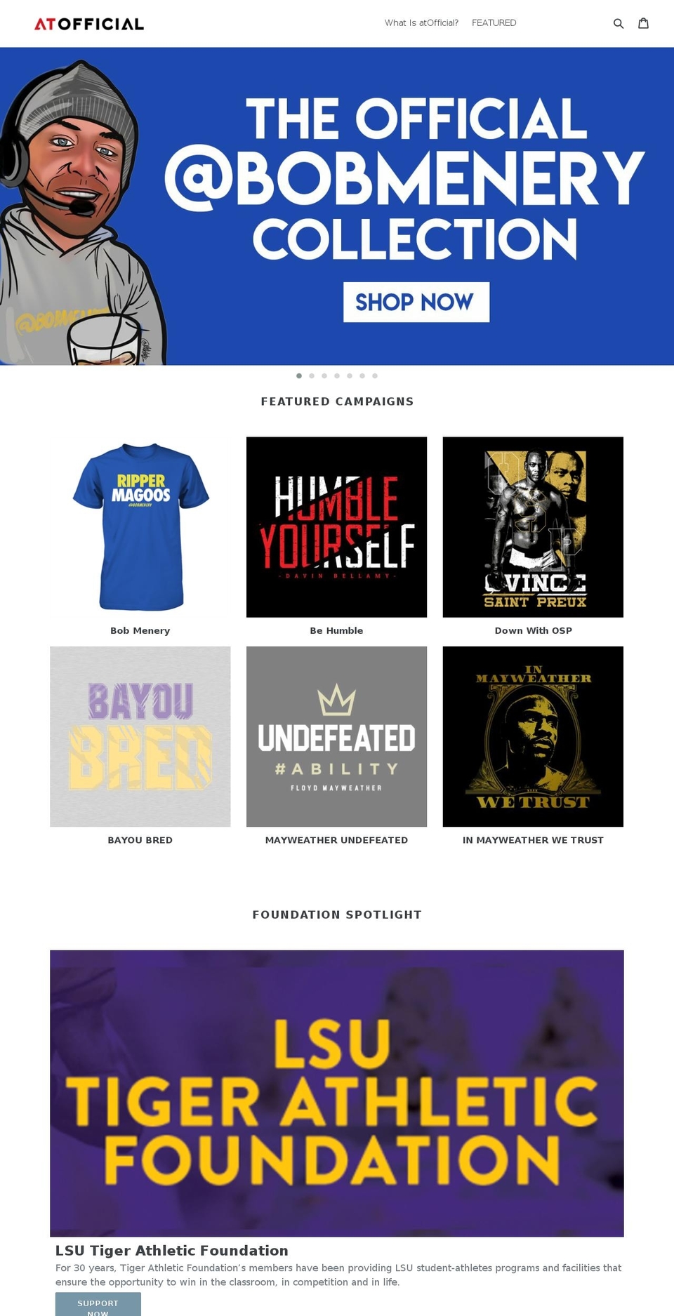 atofficial.com — Shopify storefront screenshot