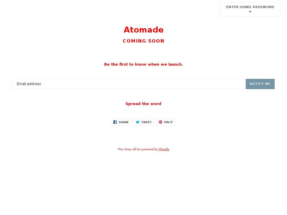 atomade.com shopify website screenshot