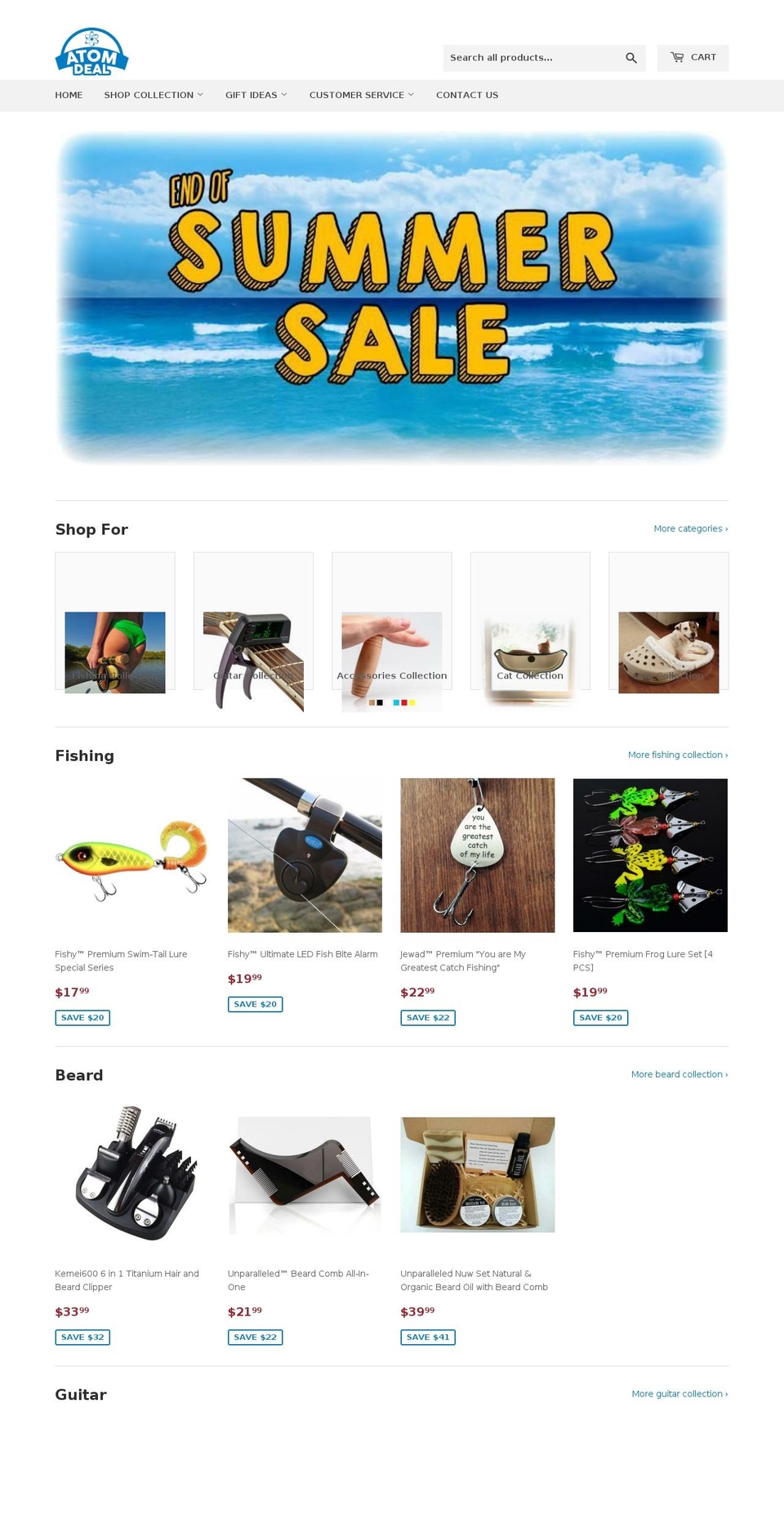 atomdealstore.com shopify website screenshot