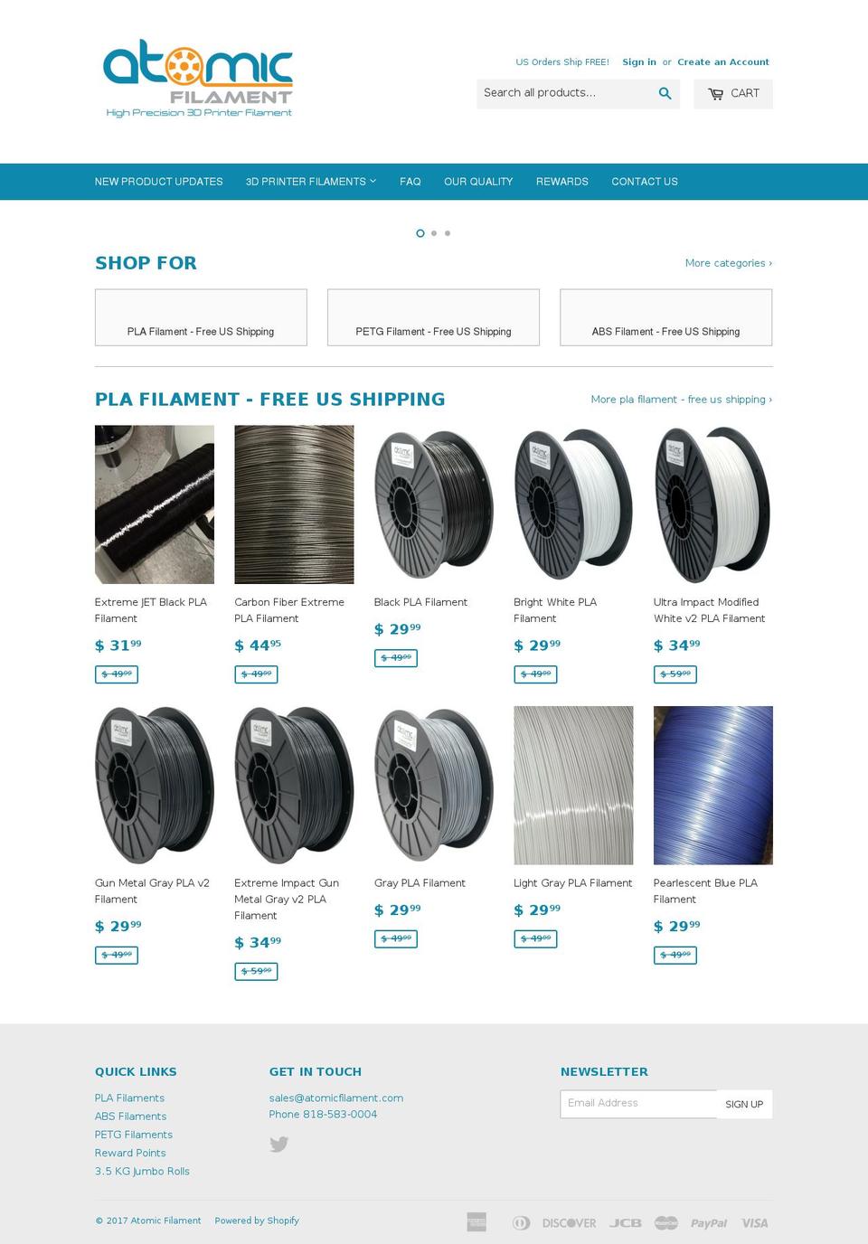 Jolee: Atomic Published Shopify theme site example atomic3dfilament.com