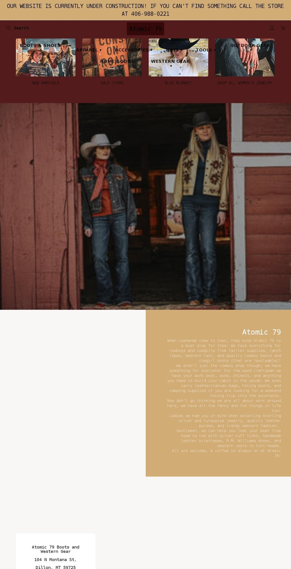 atomic79westerngear.com shopify website screenshot