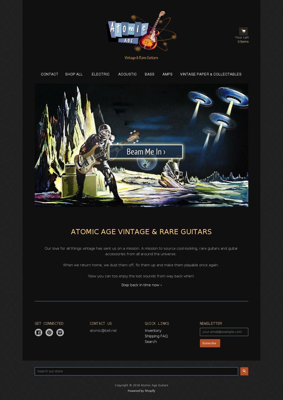 atomicageguitar.com shopify website screenshot