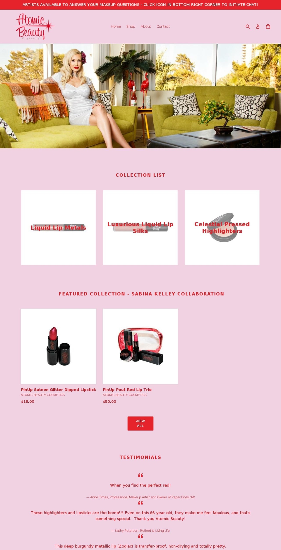 atomicbeautycosmetics.com — Shopify storefront screenshot