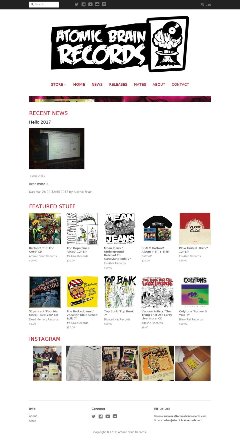 atomicbrainrecords.com shopify website screenshot