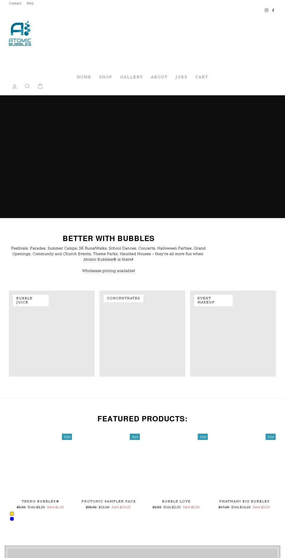 atomicbubbles.com shopify website screenshot