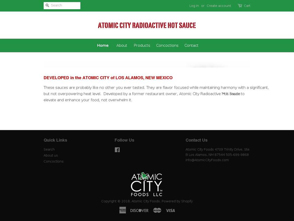 atomiccityfoods.com — Shopify storefront screenshot