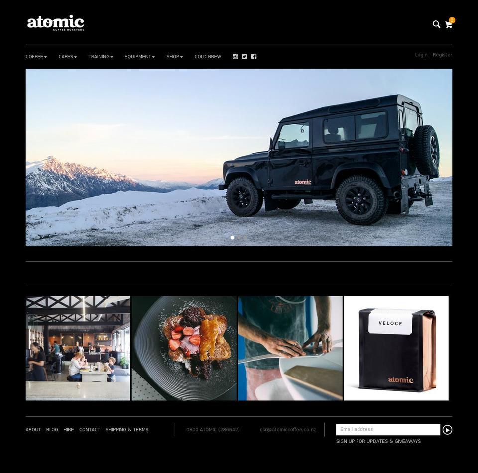 Flow Shopify theme site example atomiccoffee.co.nz