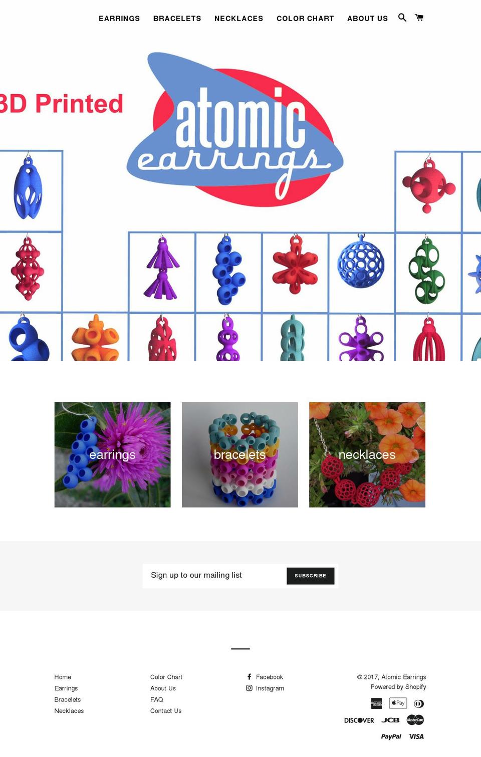 atomicearrings.com shopify website screenshot