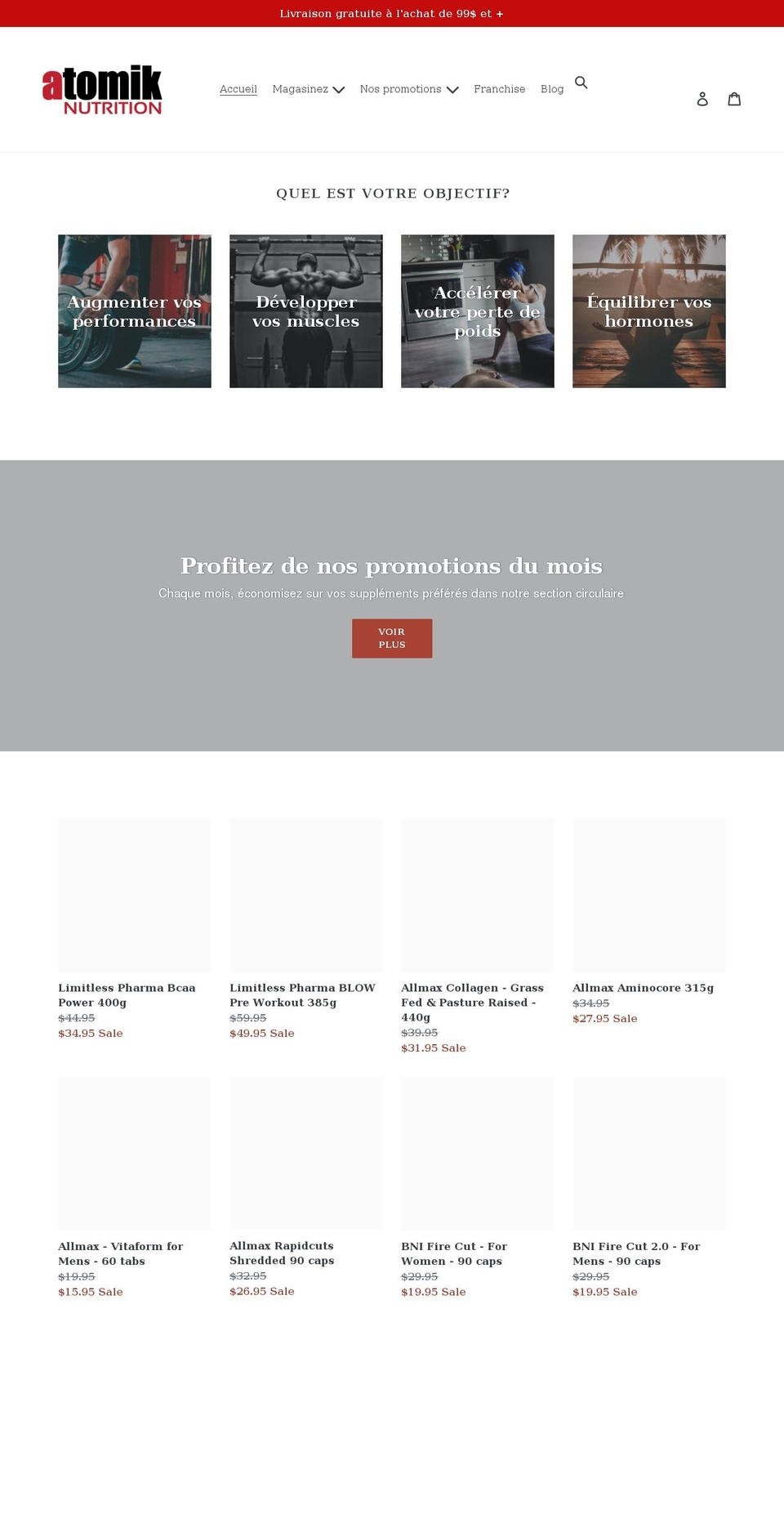 atomiknutrition.com shopify website screenshot