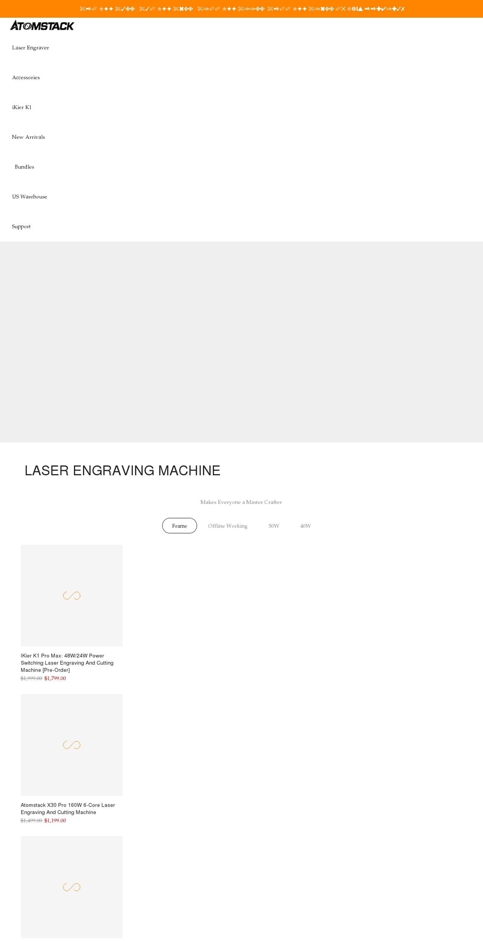 atomstack.net shopify website screenshot