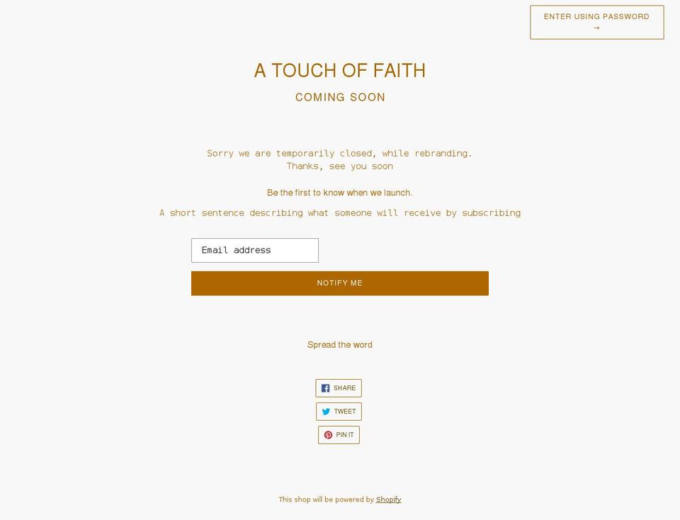 atouchoffaith.info shopify website screenshot