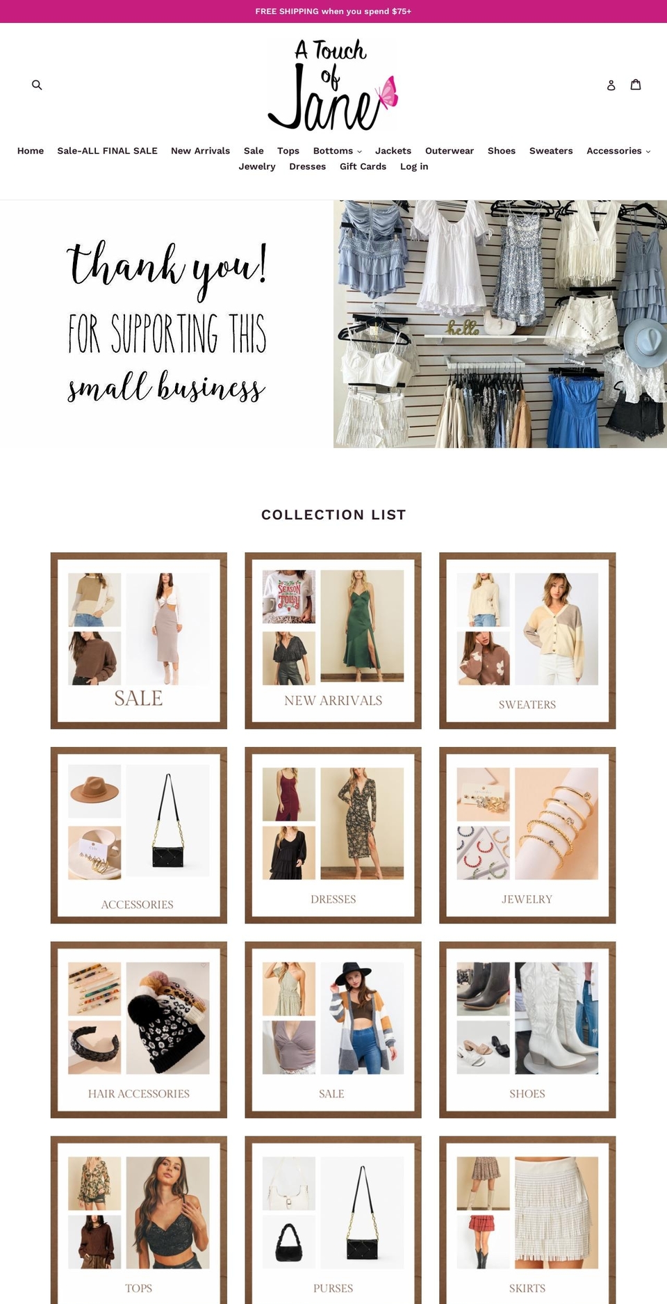 atouchofjane.com — Shopify storefront screenshot