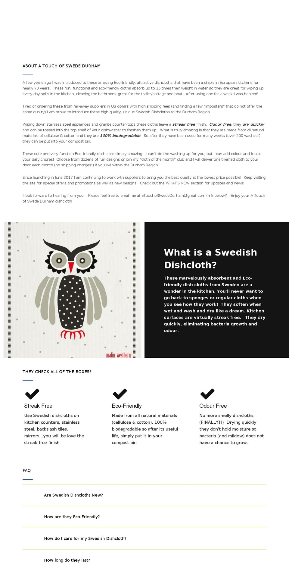 atouchofswededurham.com shopify website screenshot