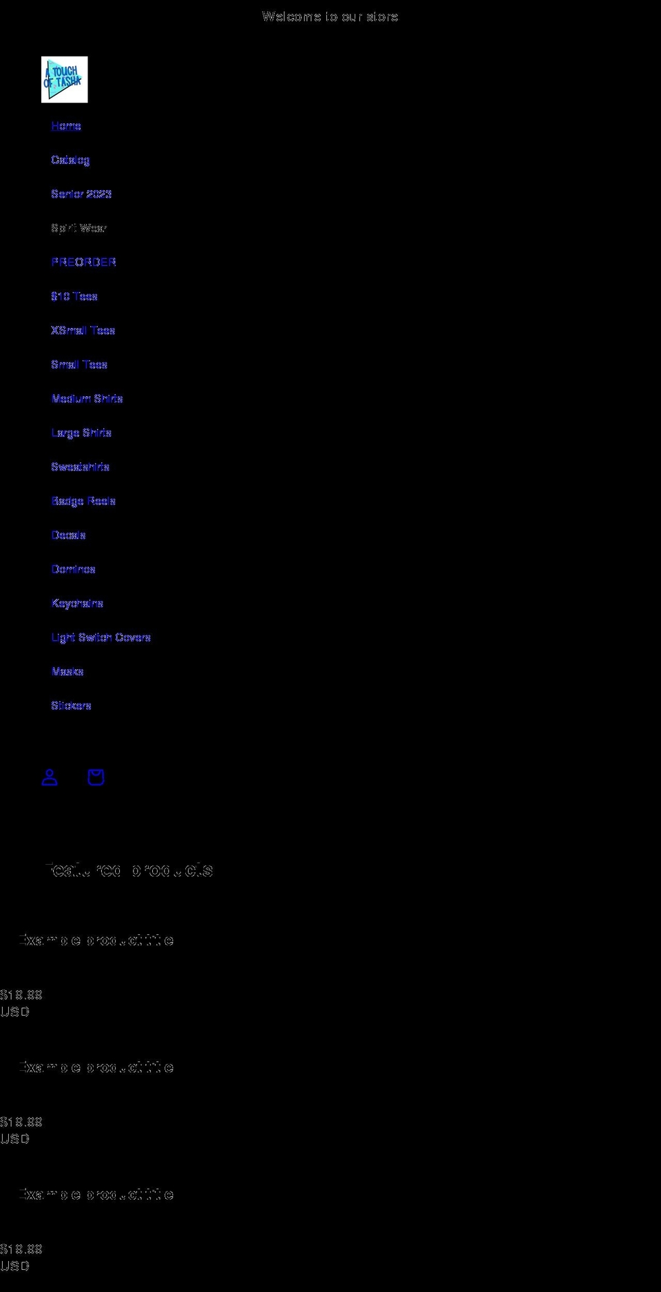 atouchoftasha.com shopify website screenshot