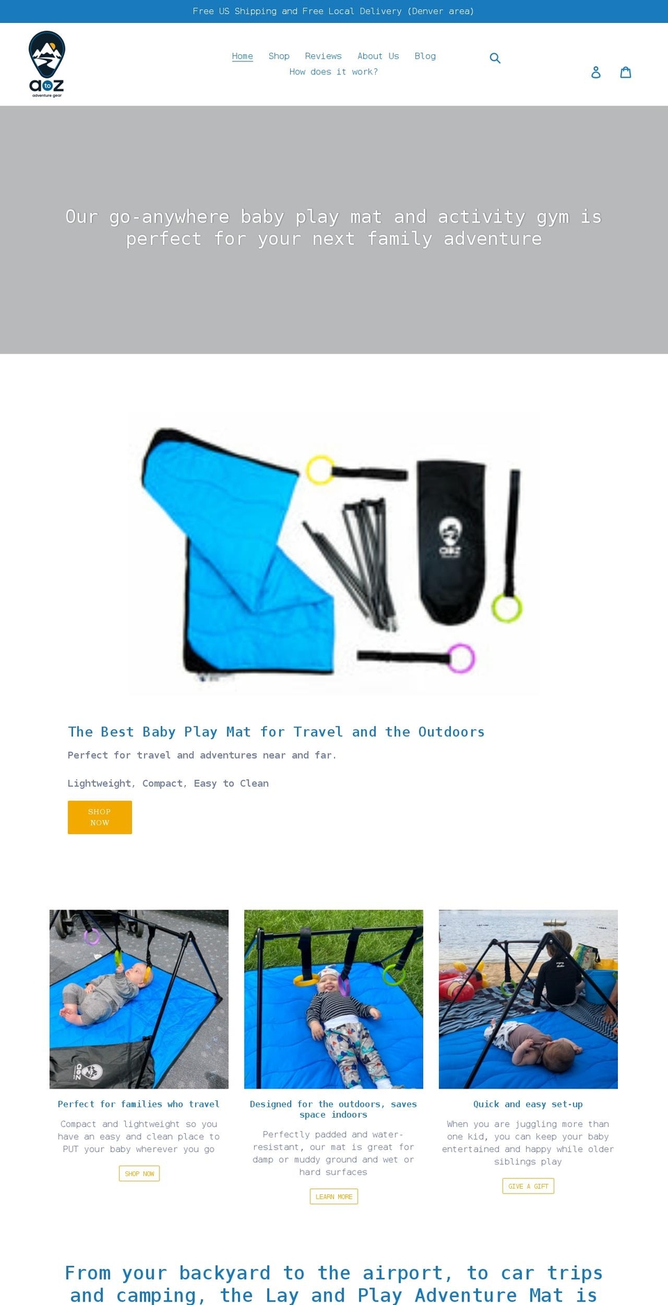 atozadventuregear.com shopify website screenshot