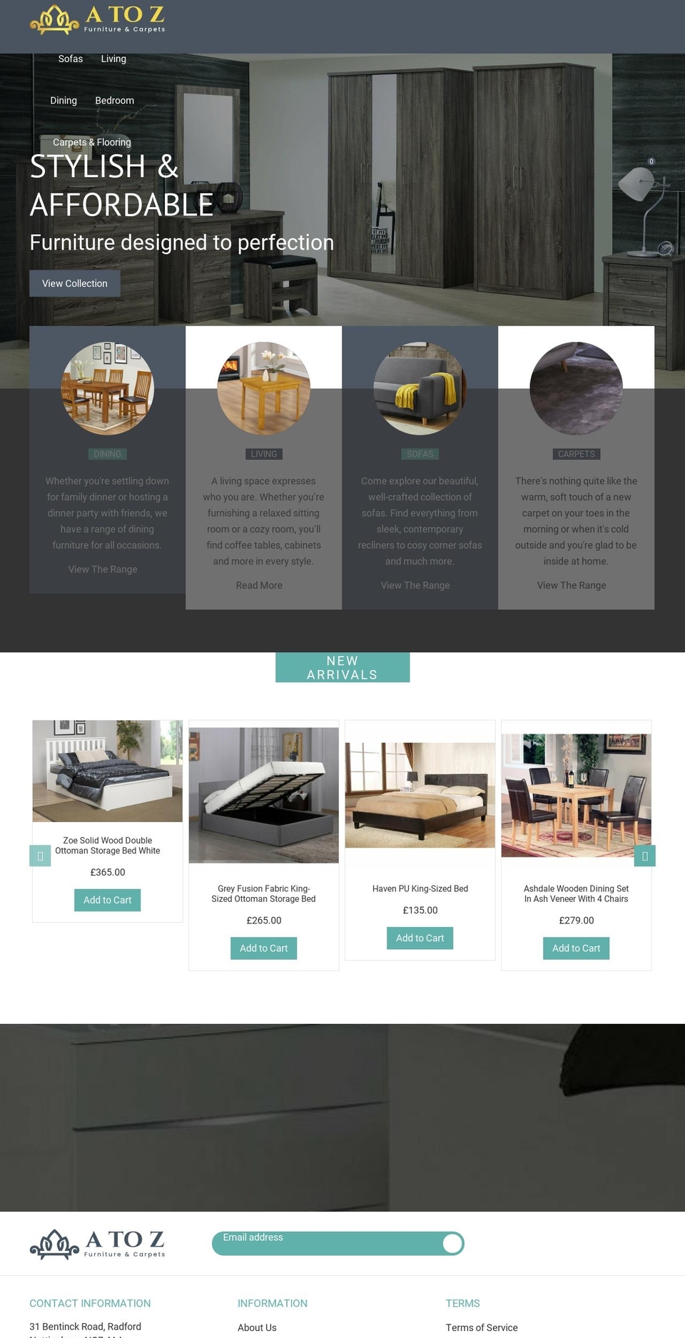 atozfurniture.co.uk shopify website screenshot