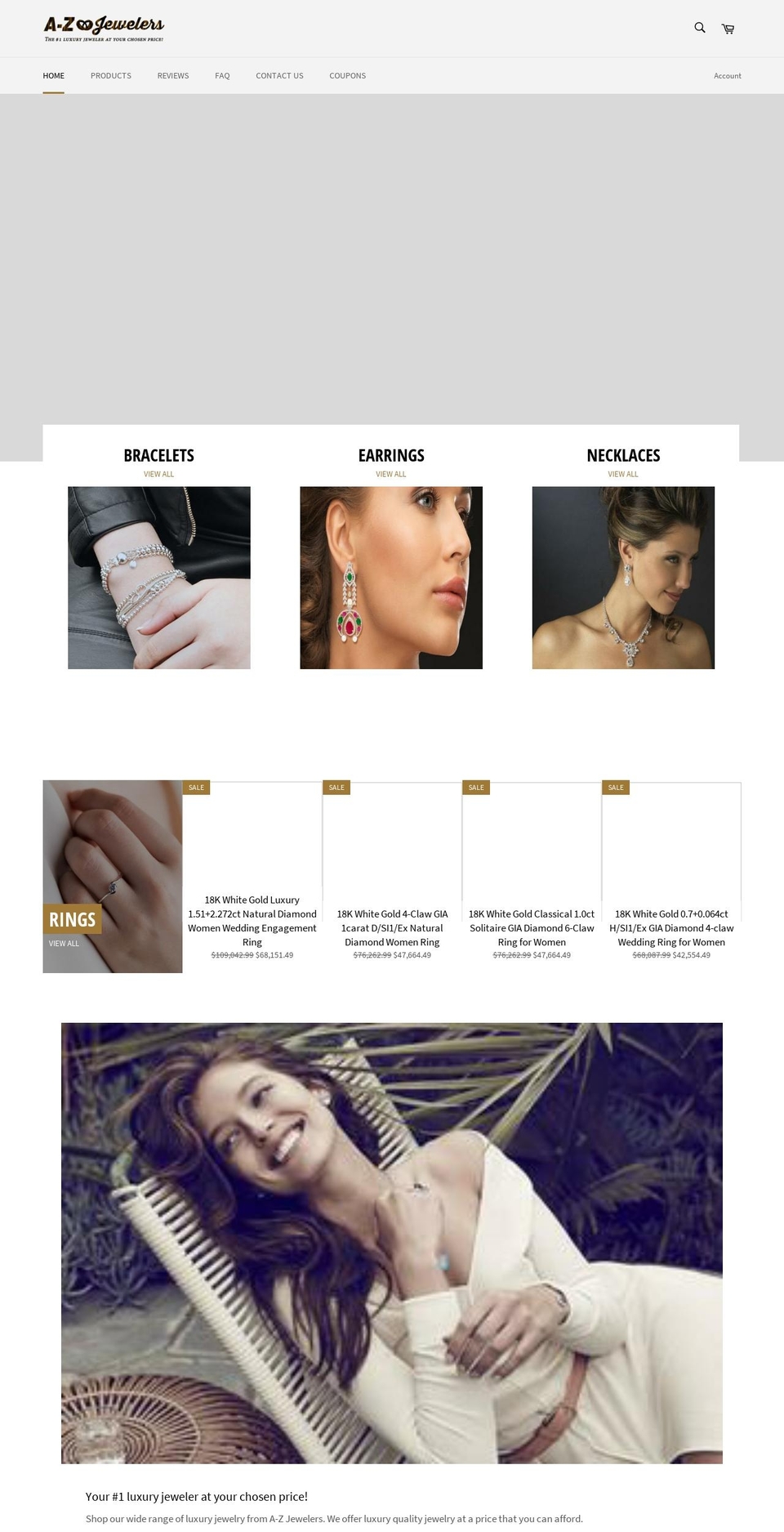 Current Shopify theme site example atozjewelers.com