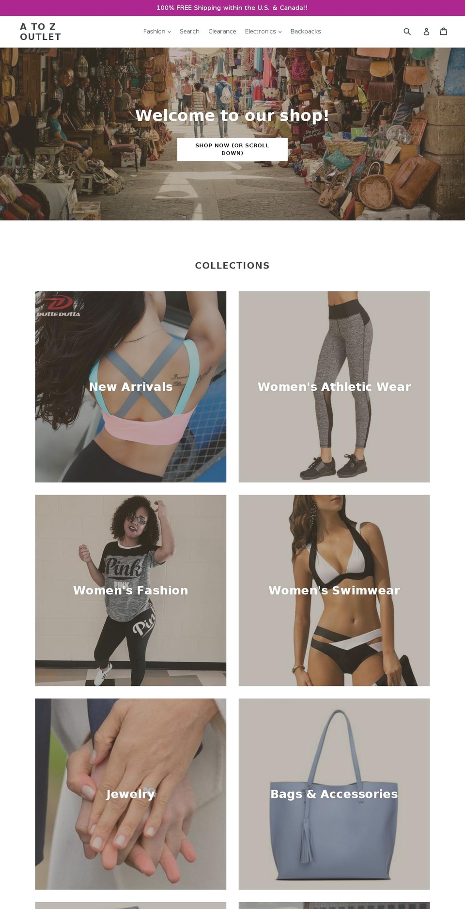 atozoutlet.com — Shopify storefront screenshot