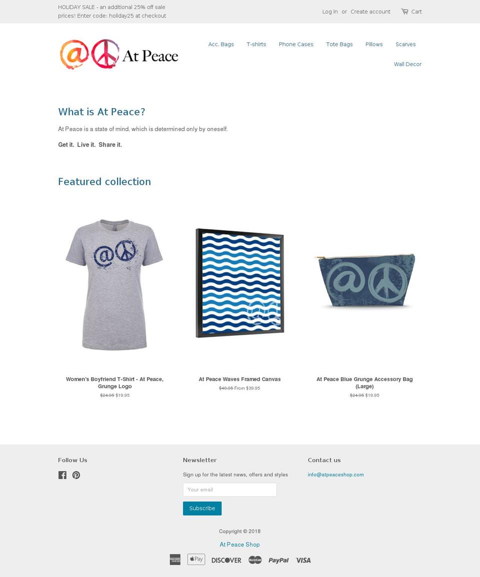 atpeaceshop.com shopify website screenshot