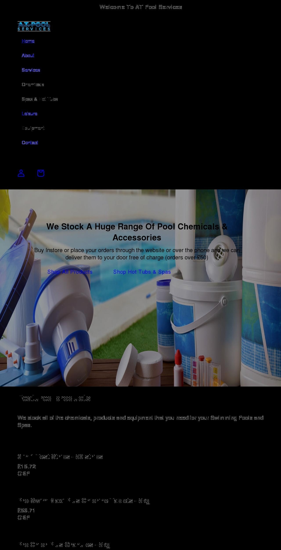 atpools.co.uk shopify website screenshot