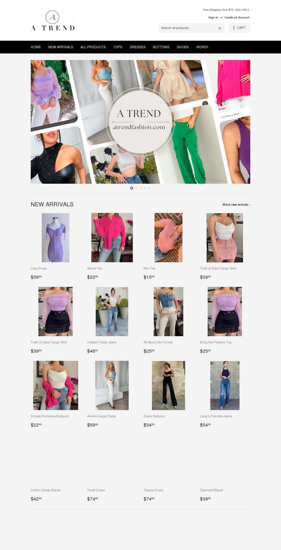 atrendfashion.com shopify website screenshot