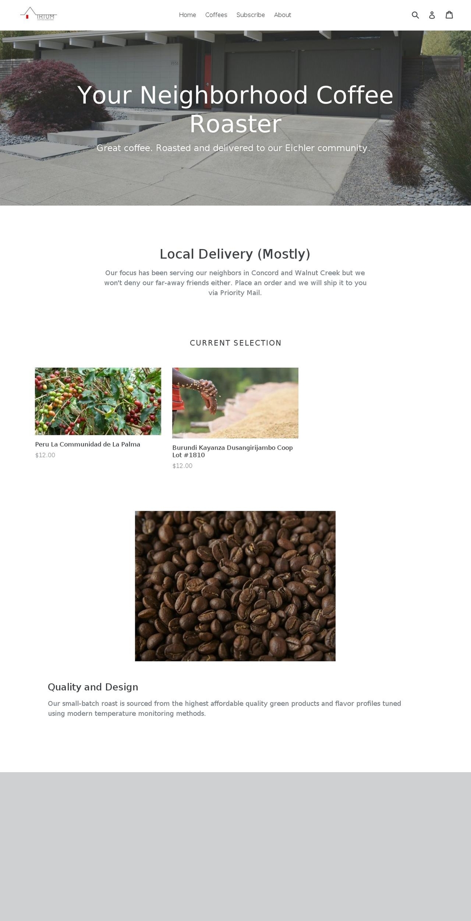 atrium.coffee shopify website screenshot