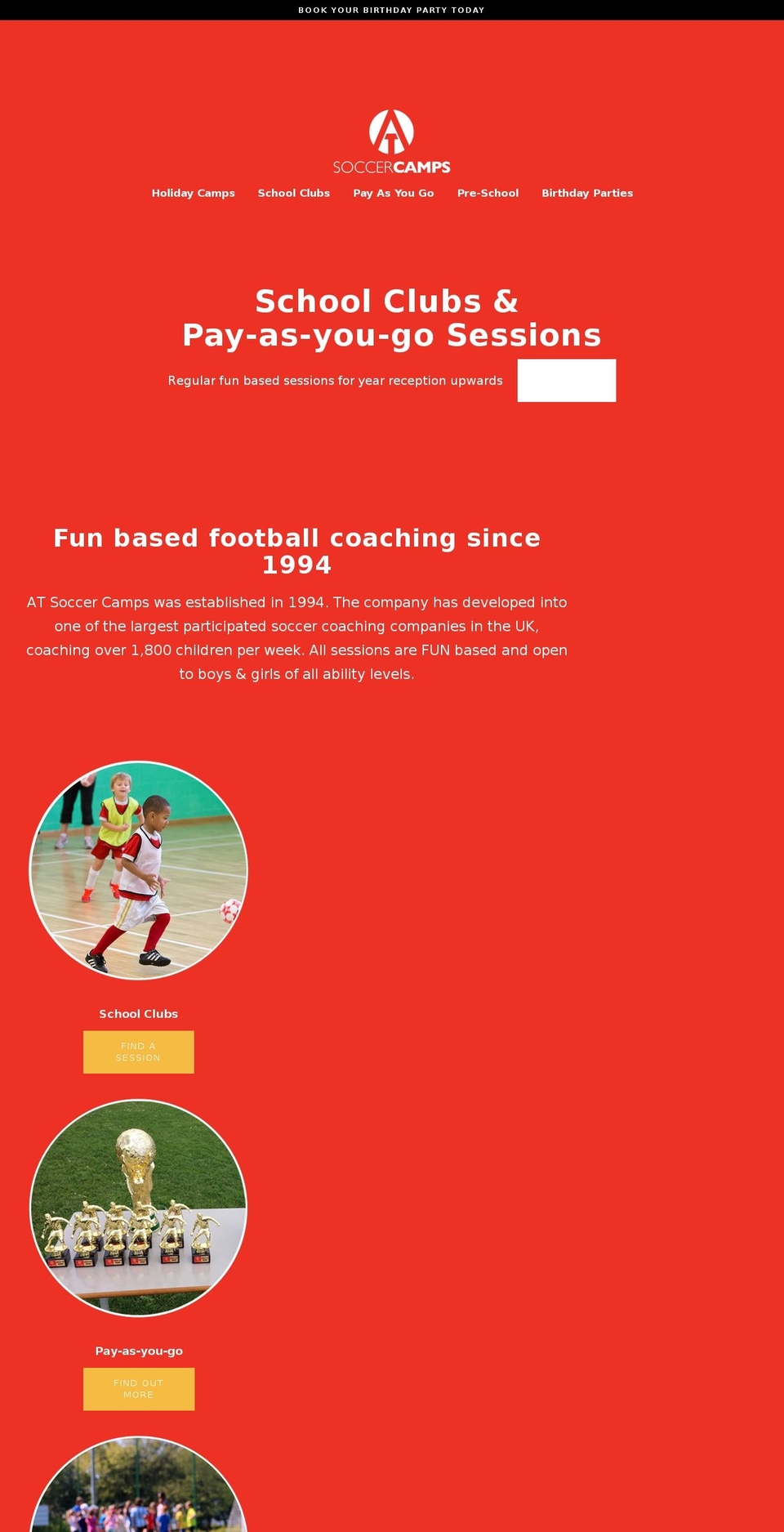 atsoccercamps.co.uk shopify website screenshot