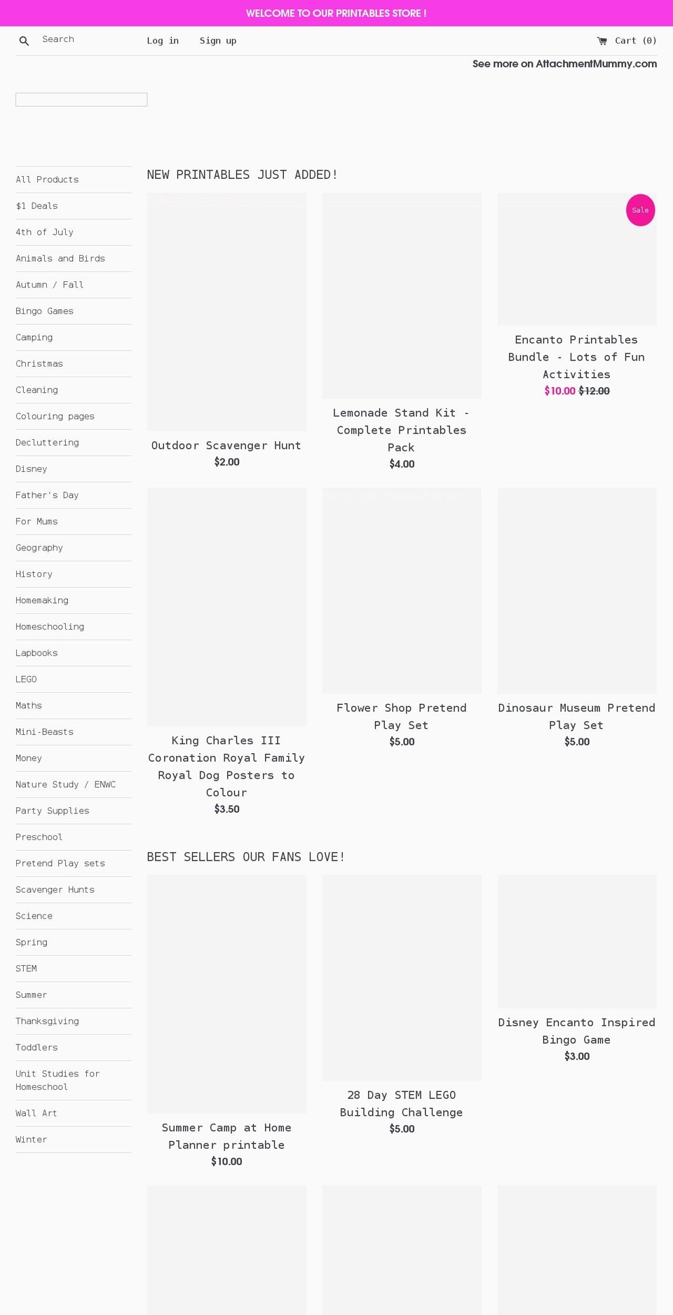 attachmentmummy.shop shopify website screenshot