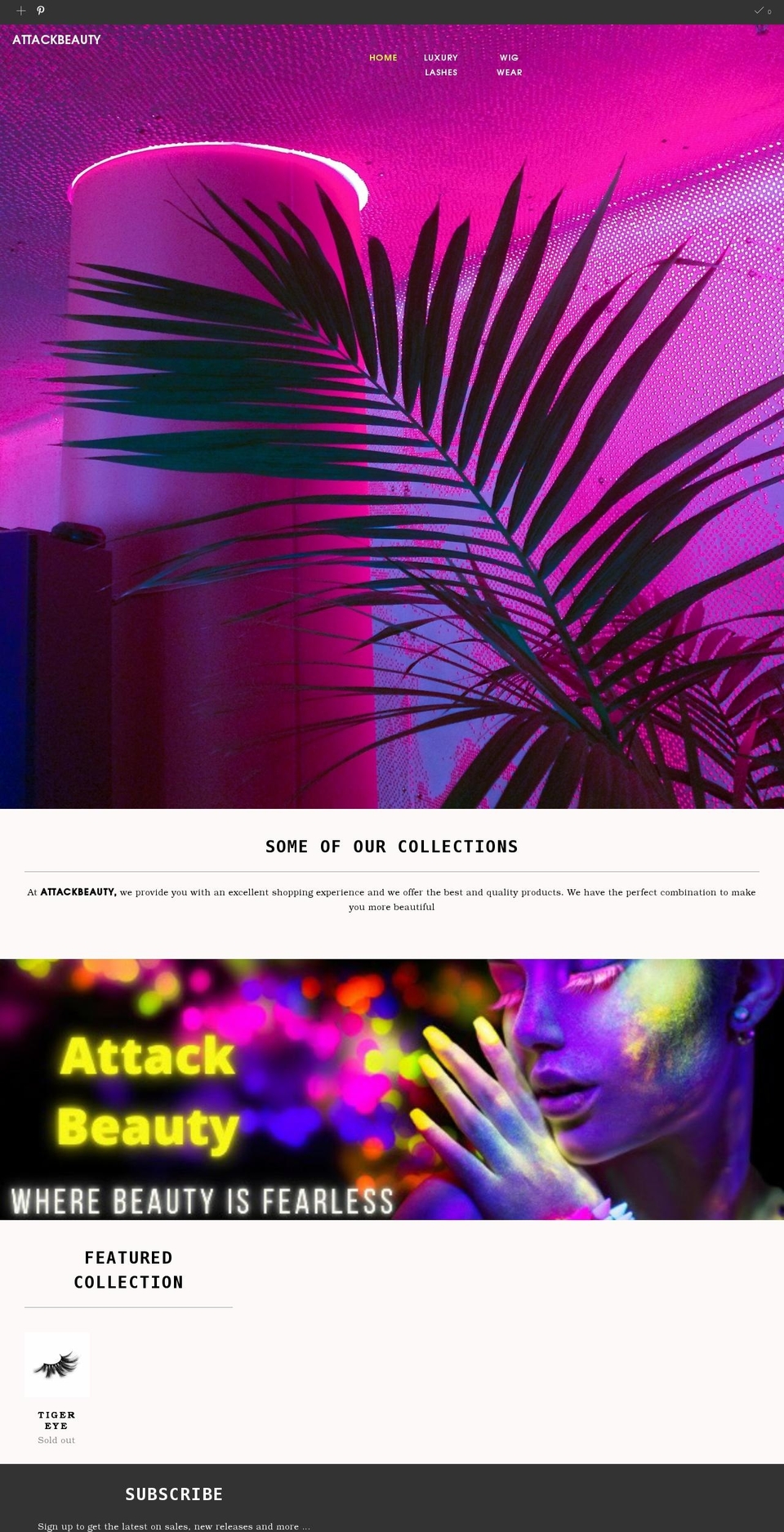 attackbeauty.com shopify website screenshot