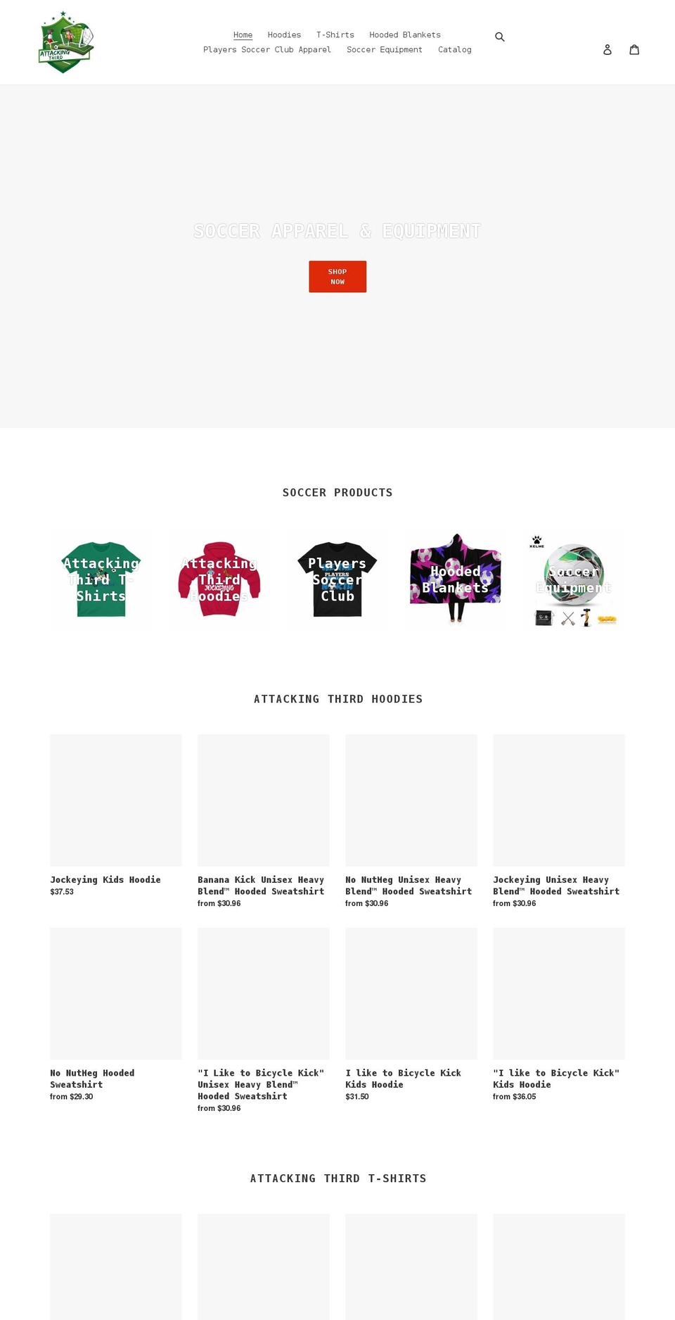 attackingthird.com shopify website screenshot
