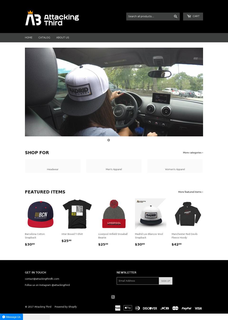 attackingthirdfc.com shopify website screenshot