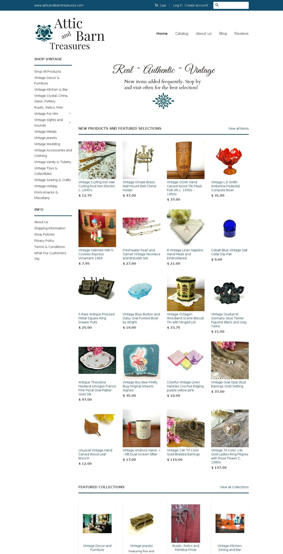 atticandbarntreasures.com shopify website screenshot