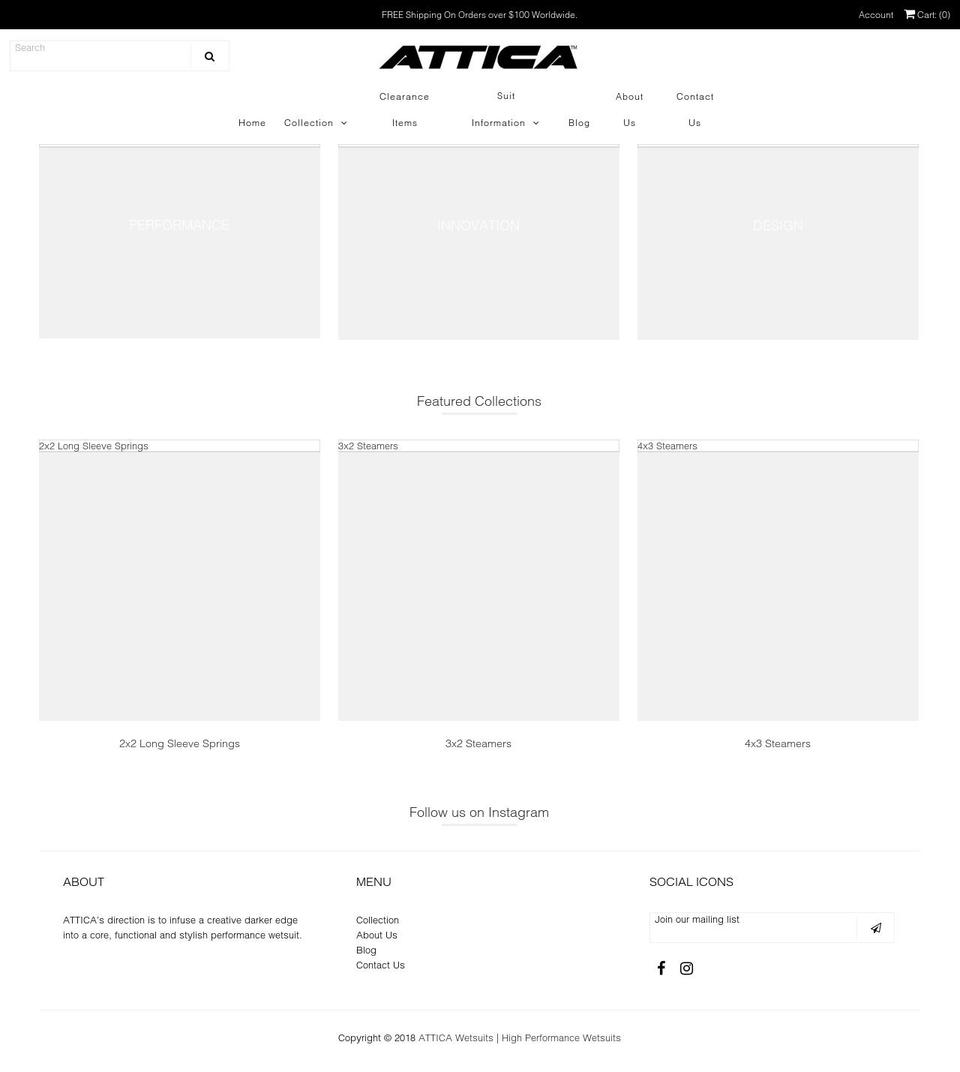 atticawetsuits.com.au shopify website screenshot