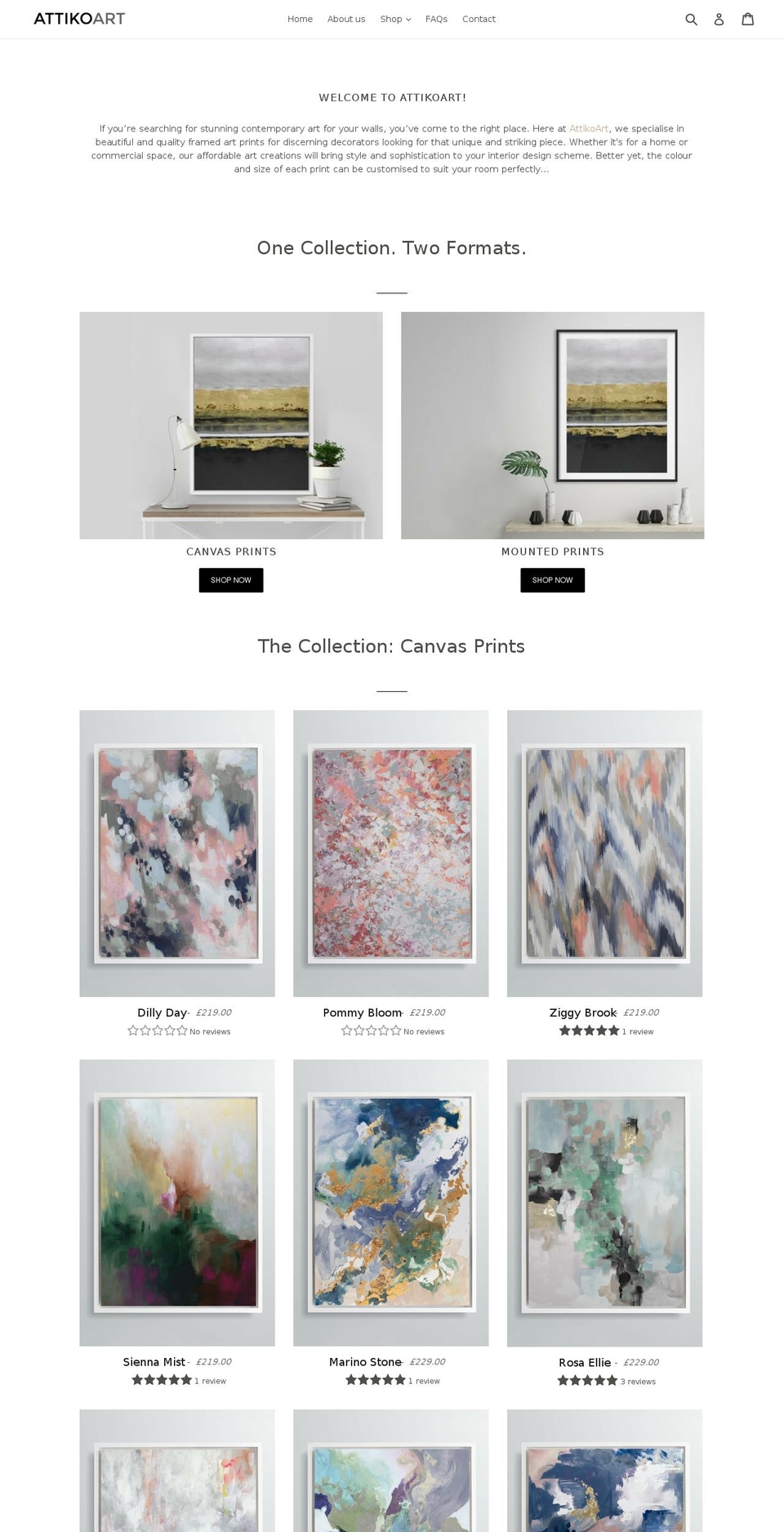 attikoart.com — Shopify storefront screenshot