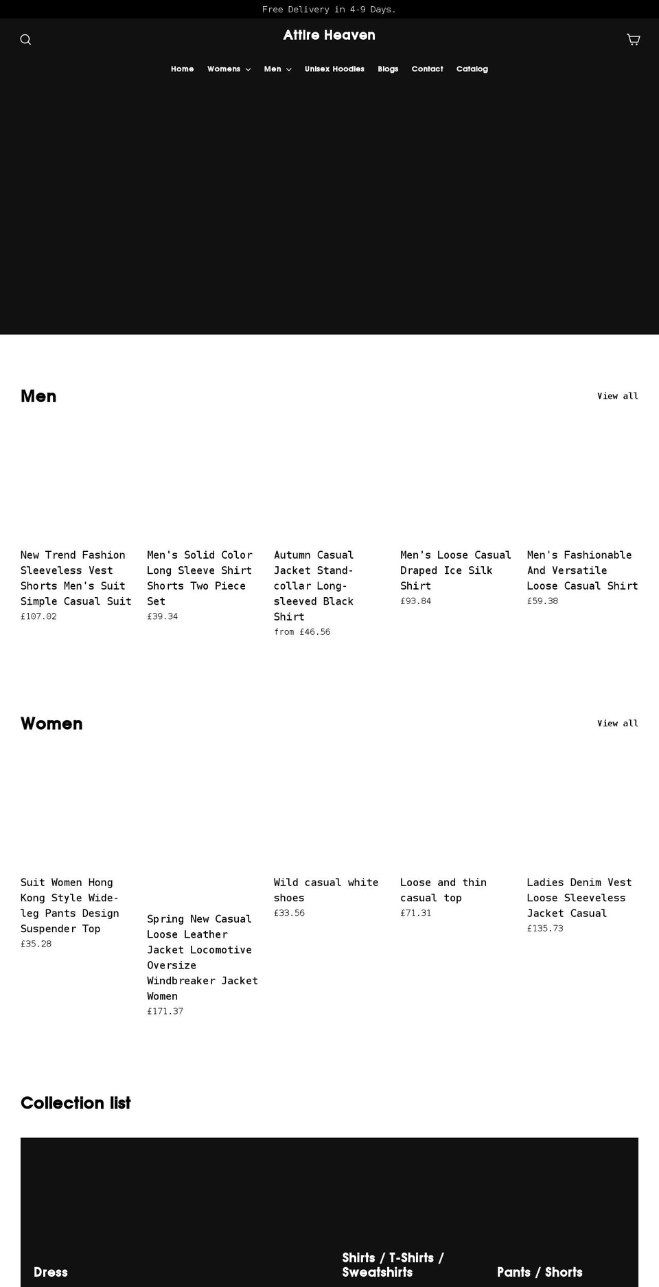 attireheaven.com — Shopify storefront screenshot