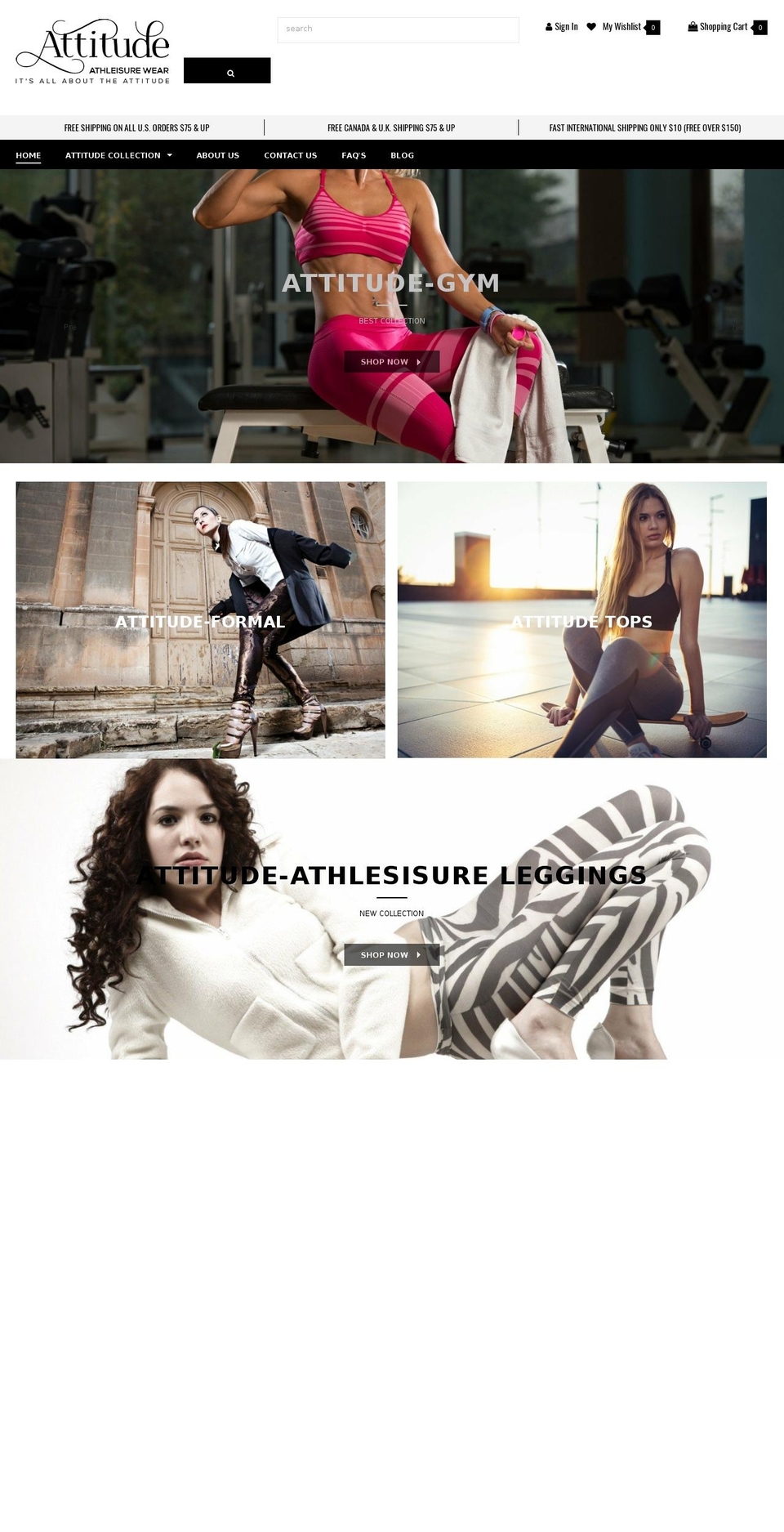 attitudeathleisurewear.com — Shopify storefront screenshot