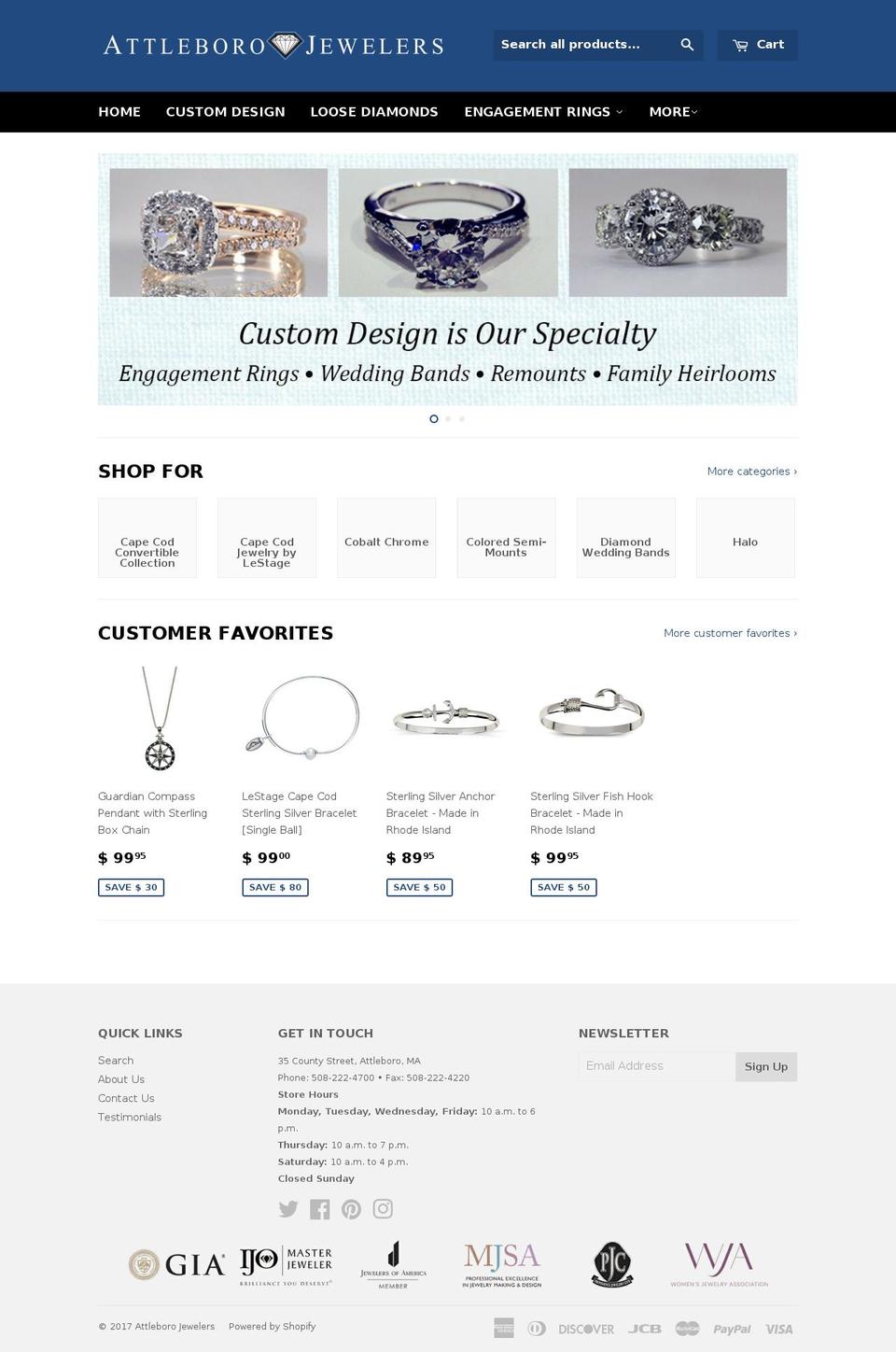 attleborojewelry.com shopify website screenshot