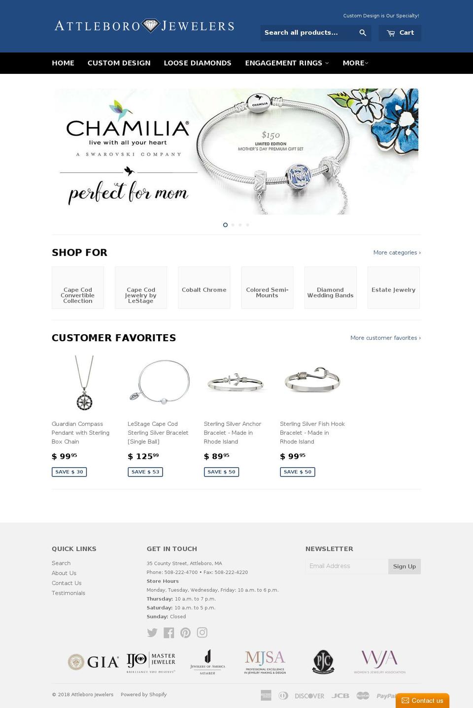 attleborojewelrymakers.com — Shopify storefront screenshot