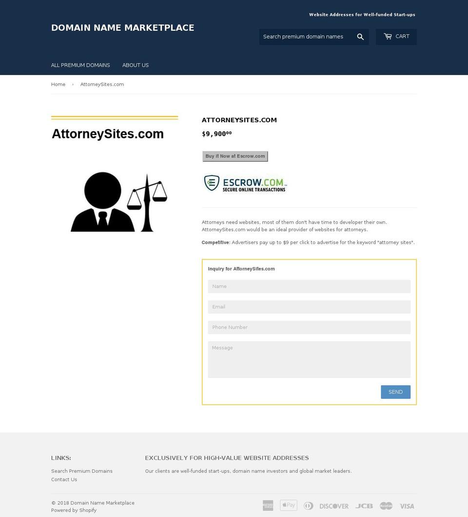 attorneysites.com — Shopify storefront screenshot