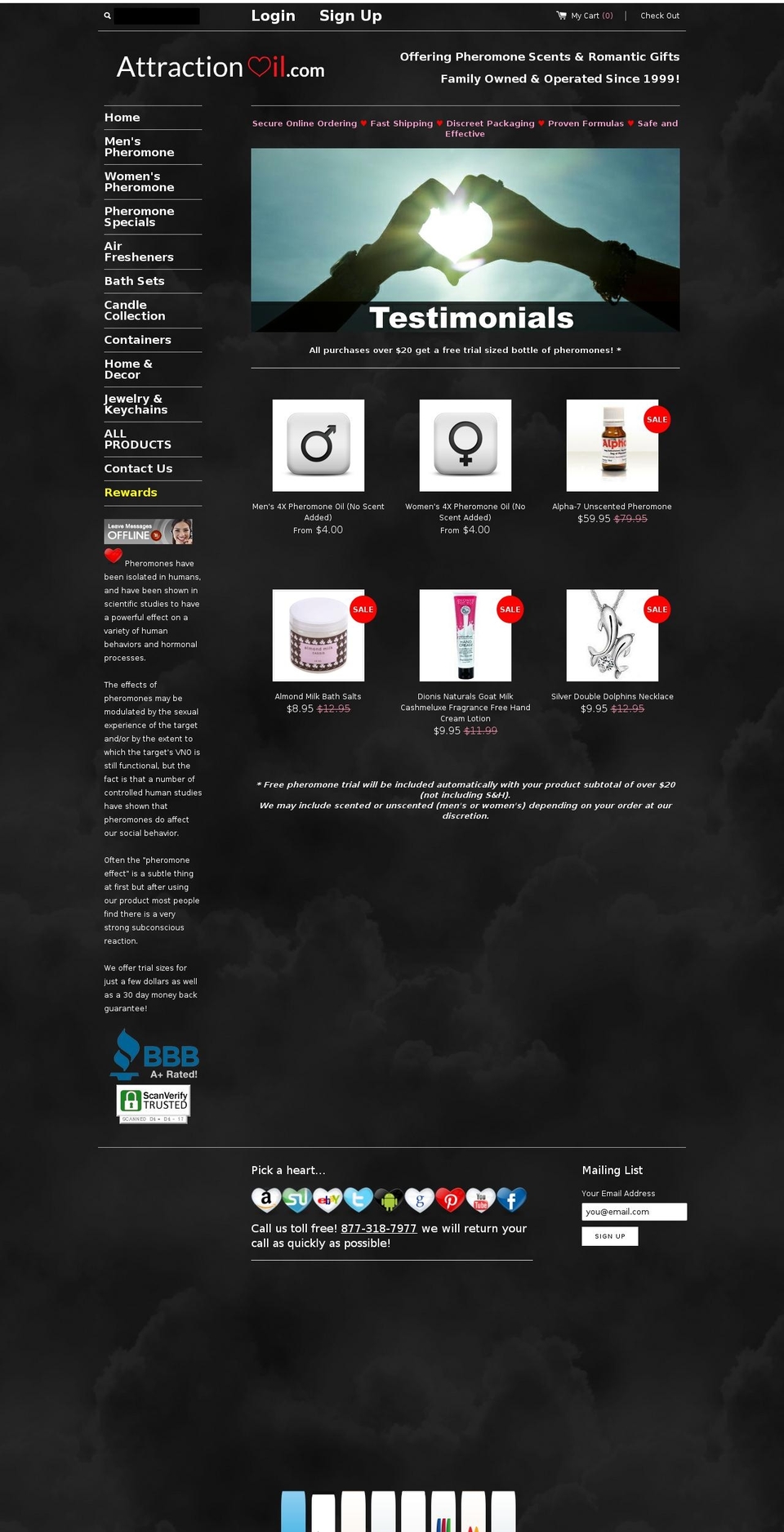 attractionoil.com shopify website screenshot