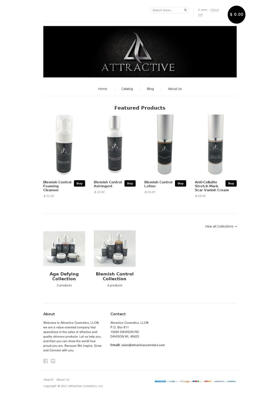 attractivecosmetics.com shopify website screenshot