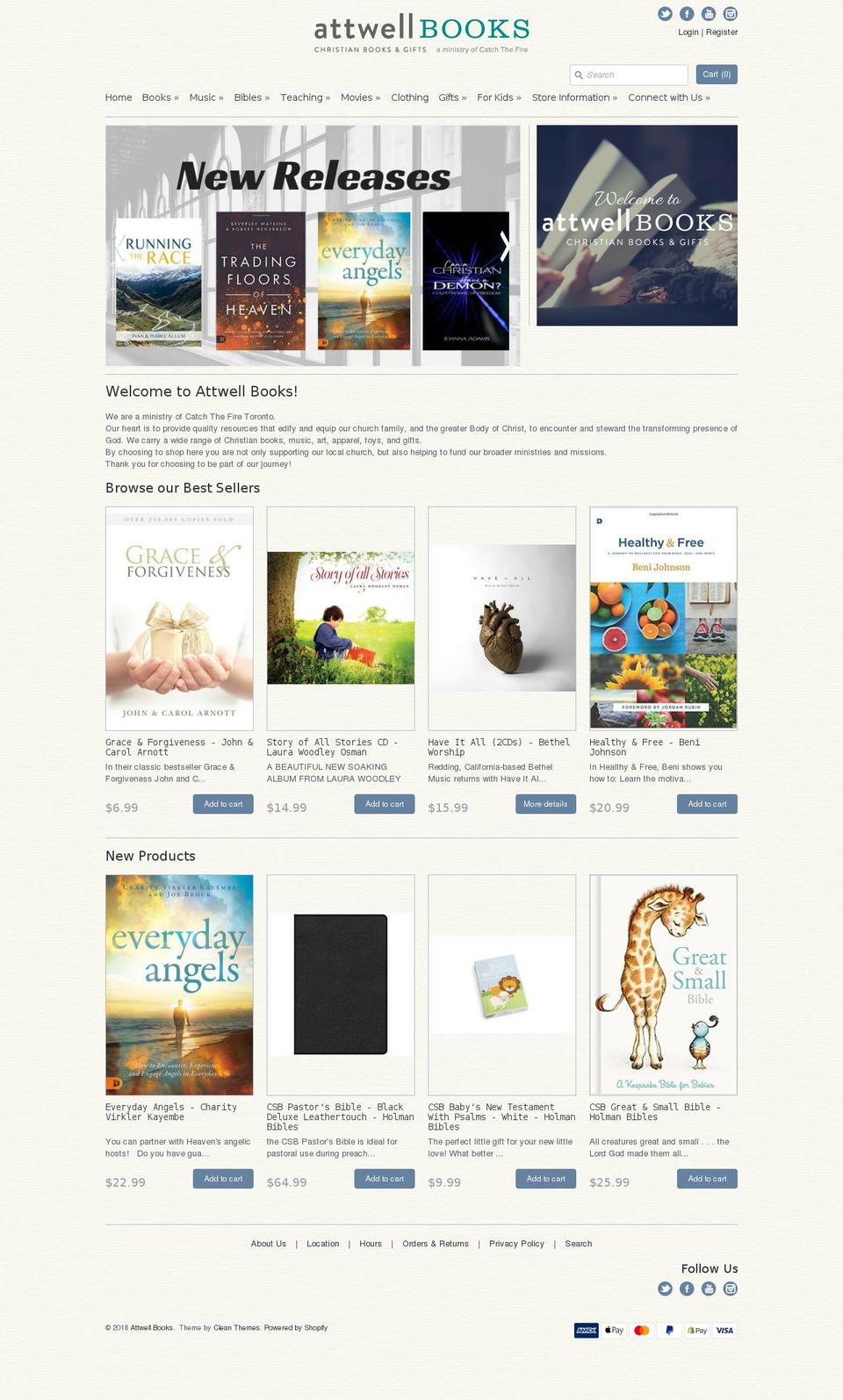 attwellchristianbooks.com — Shopify storefront screenshot