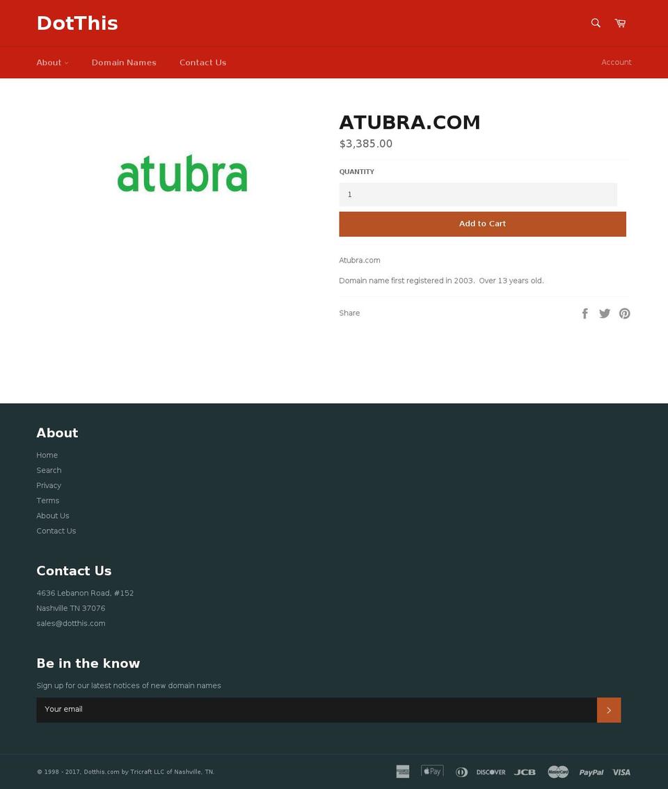 atubra.com shopify website screenshot