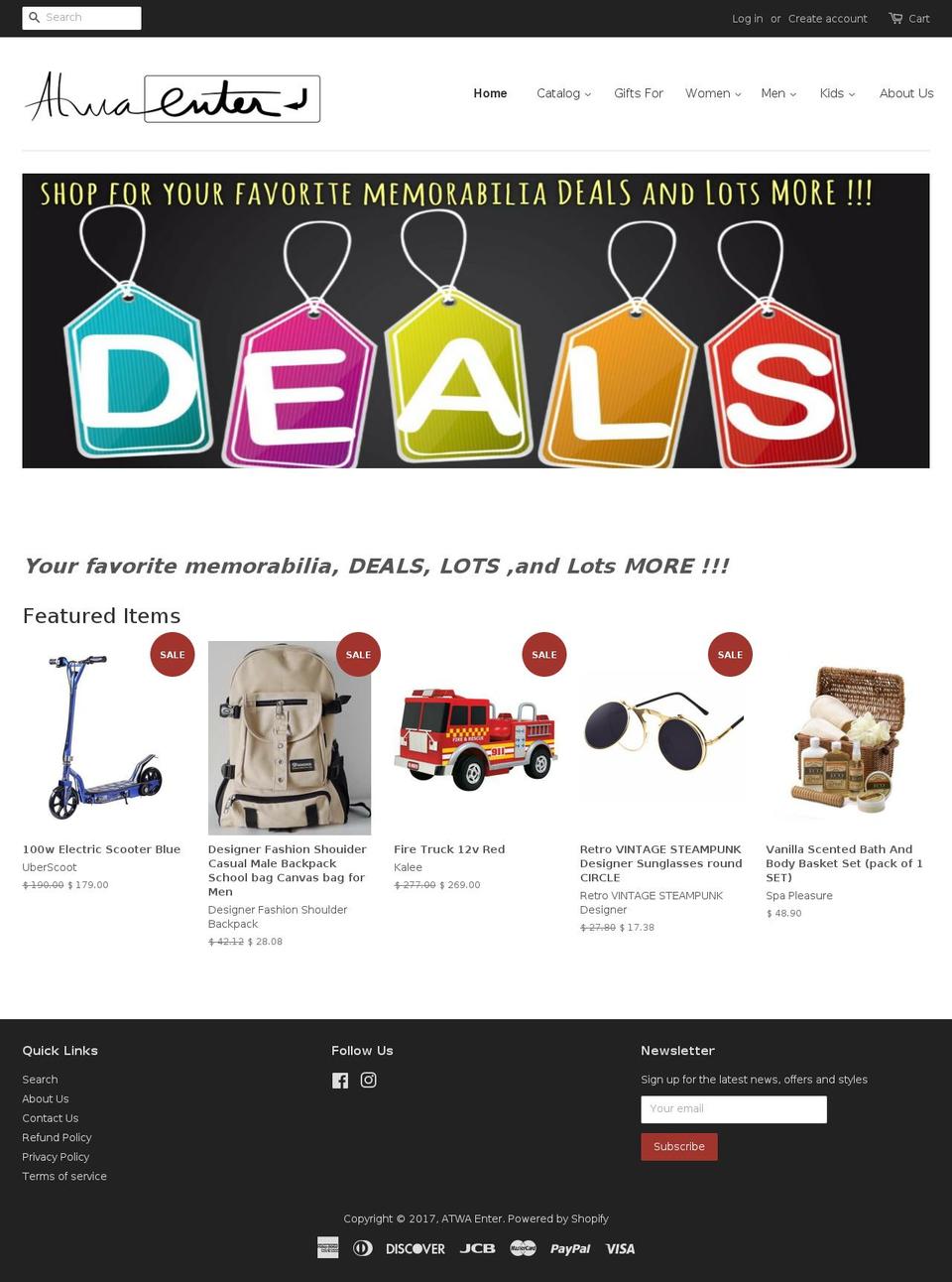 atwaenter.com shopify website screenshot